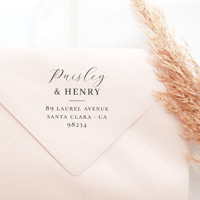 Couples Names Chic Wedding Return Address Rubber Stamp (Rubber Stamp Mock-up)