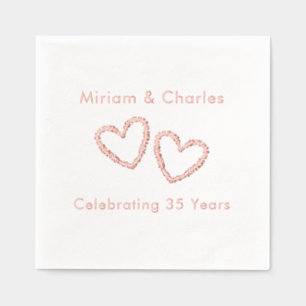 Couple's Names Heart 35th Wedding Anniversary Foil Napkins