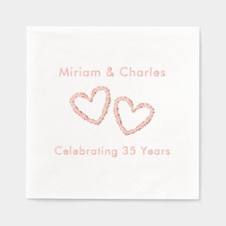 Couple's Names Heart 35th Wedding Anniversary Foil Napkins