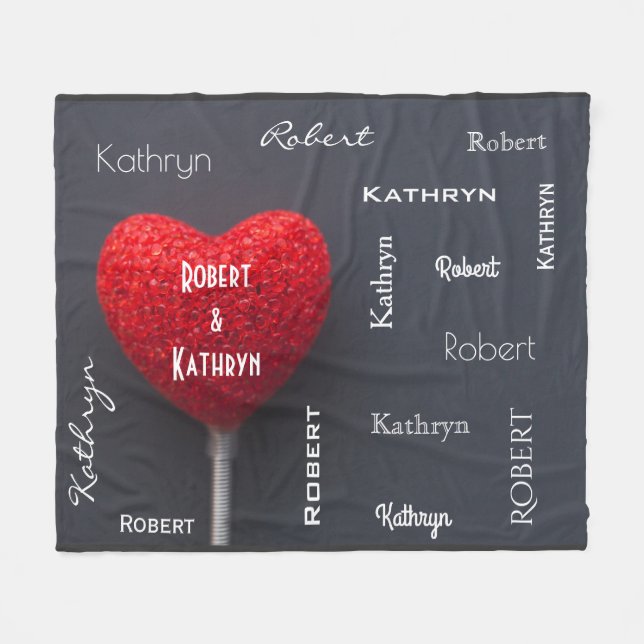Couples Names Snuggle Together Fleece Blanket (Front (Horizontal))