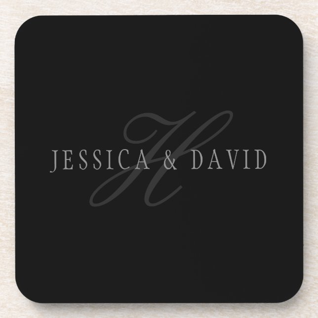 Couples Names & Surname Monogram Coaster (Front)