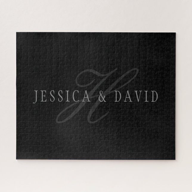 Couples Names & Surname Monogram Jigsaw Puzzle (Horizontal)