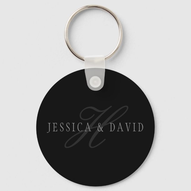 Couples Names & Surname Monogram Key Ring (Front)