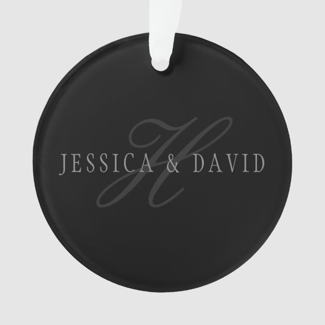 Couples Names & Surname Monogram Ornament (Front)