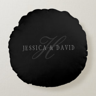 Couples Names & Surname Monogram Round Pillow