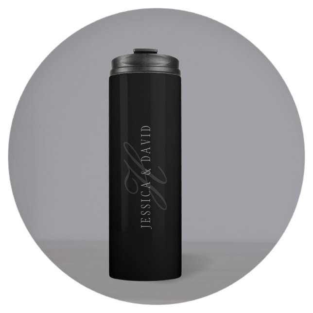 Couples Names & Surname Monogram Thermal Tumbler (Creator Uploaded)