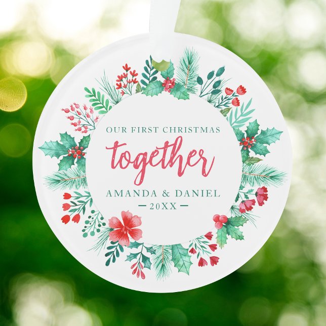 Couples Our First Christmas Together Wreath Ornament (Our First Christmas Together Wreath Ornament)