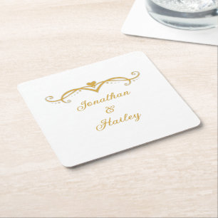 Couples personalised engagement/wedding square paper coaster