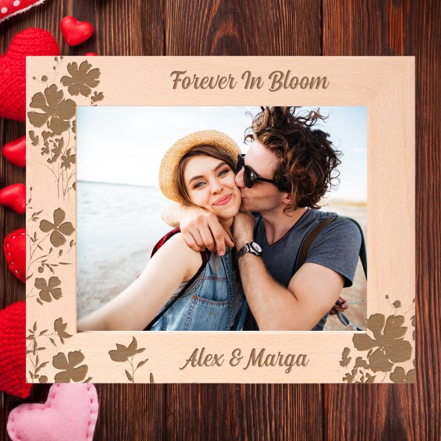 Couples Personalised Gift Floral Wooden Etched (Creator Uploaded)