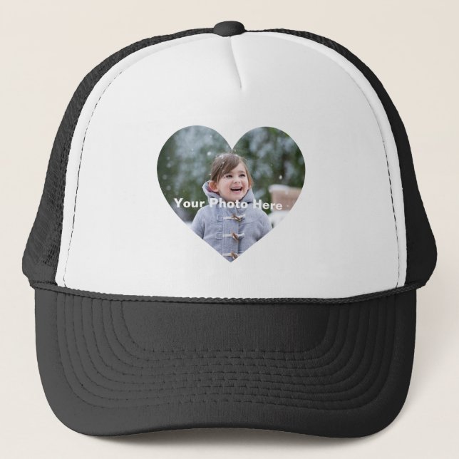 Couples Personalised Heart-Shaped Photo Trucker Hat (Front)
