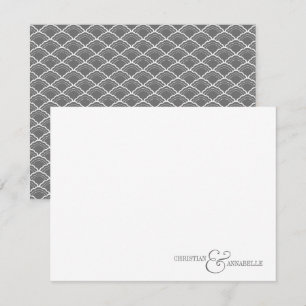 Couples Personalised Stationery Grey Scallop Card