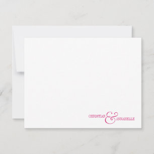 Couples Personalised Stationery Hot Pink Scallop Card