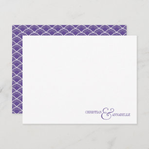 Couples Personalised Stationery Purple Scallop Card