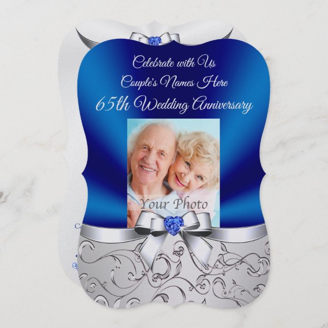 Couples Photo 65th Wedding Anniversary Invitations (Front/Back)