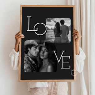 Couples Photo Collage Modern Minimalist Poster