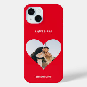 Couples Photo in Heart Personalised Newlywed iPhone 15 Case