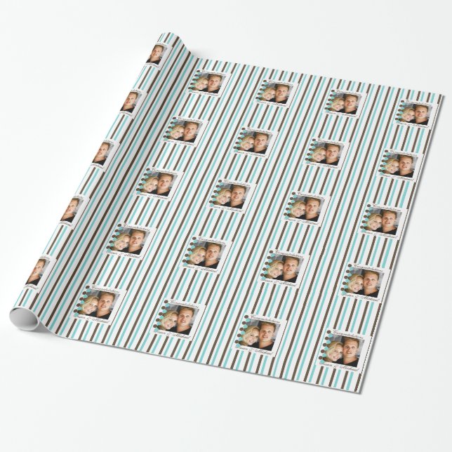 Couples photo personalise wedding wrapping paper (Unrolled)