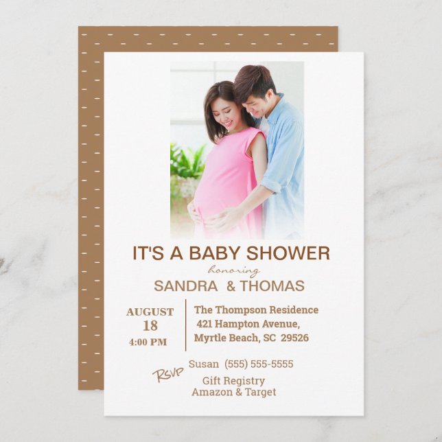   Couples Photo Pink Baby Shower Invitation (Front/Back)
