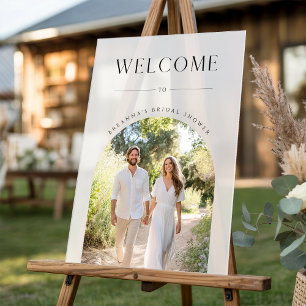 Couples Photo Rustic Frosted Bridal Shower Welcome Acrylic Sign