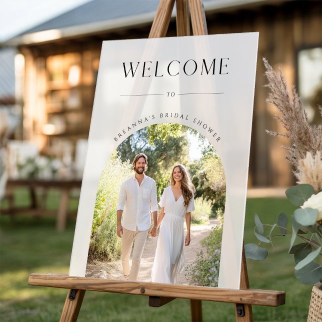 Couples Photo Rustic Frosted Bridal Shower Welcome Acrylic Sign (Creator Uploaded)