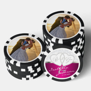 Couple's Photo Wedding in Hot Pink Poker Chips