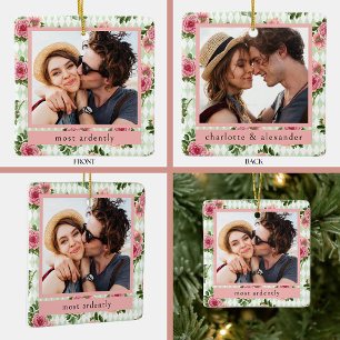 Couple's Photos Literary Quote Custom Ceramic Ornament