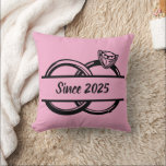 Couples Pink Wedding Rings Design | Custom Cushion<br><div class="desc">Personalised Couples Throw Pillow – His & Hers Rings Design, Custom Family Name or Established Year – Anniversary or Wedding Gift Celebrate your love story with this beautifully designed couples throw pillow, featuring an elegant image of two wedding rings—one for him, one for her. Personalise the centre with your family...</div>