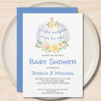 Couples Pumpkin Boys Baby Shower Invitation