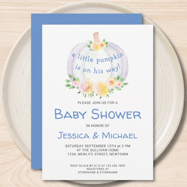 Couples Pumpkin Boys Baby Shower Invitation (Creator Uploaded)