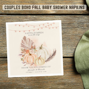  Couples Pumpkin on the Way Fall  Baby Shower   Napkin