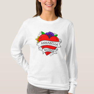 Couple's Romantic Heart Tattoo Style Art    T-Shirt