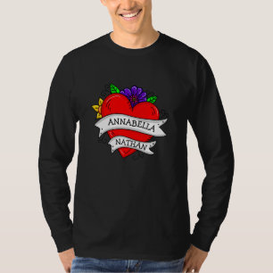 Couple's Romantic Heart Tattoo Style Art    T-Shirt