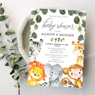 Couples safari baby shower gender neutral invitation