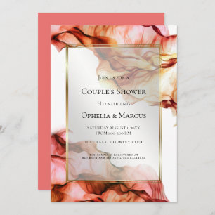 COUPLE's SHOWER Abstract Ink Autumn Colours 3 Invitation