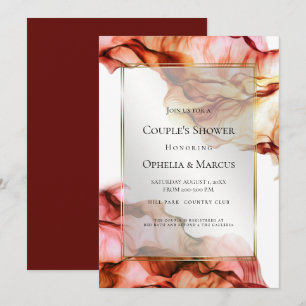 COUPLE's SHOWER Abstract Ink Autumn Colours Invitation