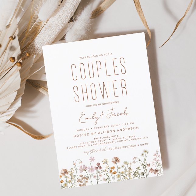 Couples Shower Boho Wildflower Modern Invitation (Creator Uploaded)