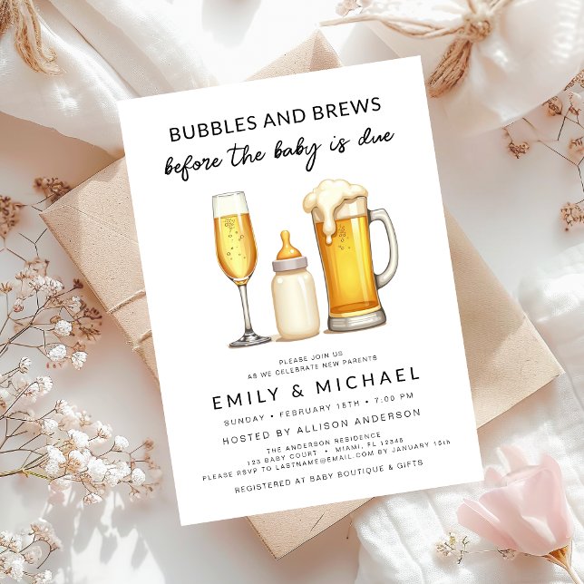  Couples Shower Bubbles & Brews Before Baby is Due Invitation (Creator Uploaded)
