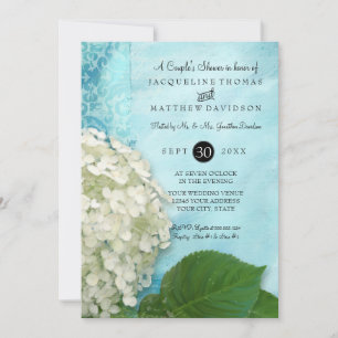 Couples Shower Damask White Hydrangea Wedding Invitation