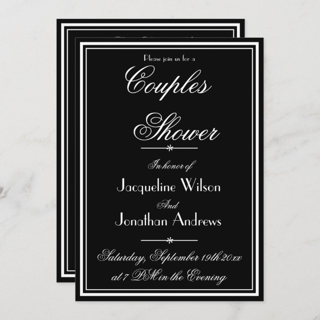 Couples Shower Elegant Personalised Name RSVP Cool Invitation (Front/Back)