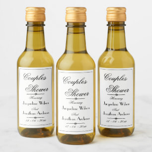 Couples Shower Elegant Script Names Cute Mini Wine Label