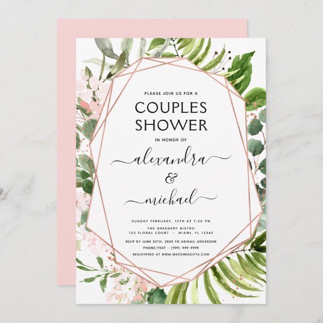 Couples Shower Eucalyptus Greenery Geometric Invitation (Front/Back)