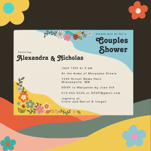 Couples Shower Flower Power 70's inspired  Invitation