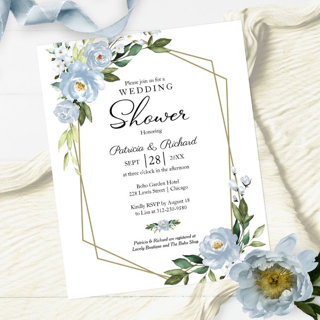  Couples Shower Geometric Floral Budget Invitation (Creator Uploaded)