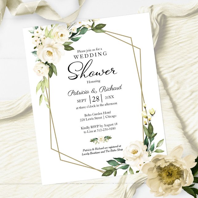  Couples Shower Geometric Floral Budget Invitation (Creator Uploaded)