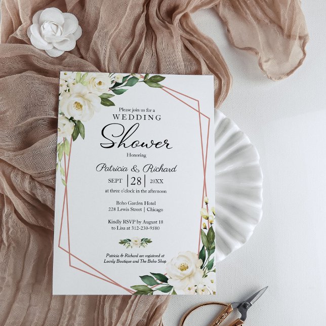  Couples Shower Geometric Floral Greenery  Invitation (Creator Uploaded)