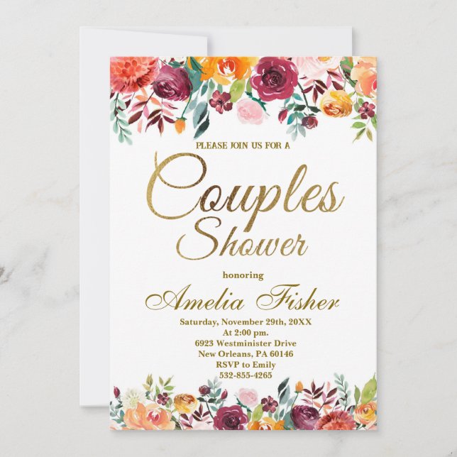 Couples Shower Invitation, Wedding Shower Invitation (Front)