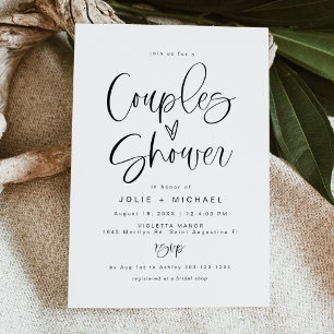 Couples Shower Invitation, Whimsical Typography Invitation