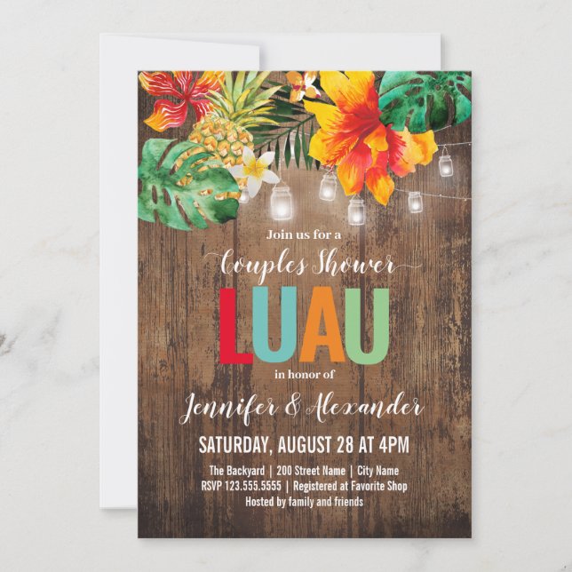 Couples Shower Luau Invitation (Front)