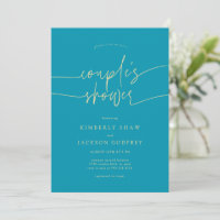 Couple's Shower Minimalist Script Aqua Blue