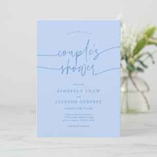 Couple's Shower Minimalist Script Icy Blue Invitation